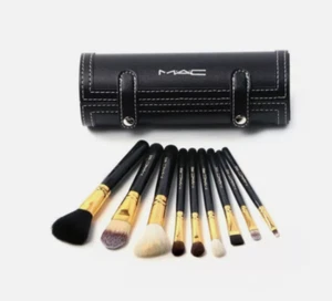 💖💖M.A.C Cosmetic Brush Set: 9 Brushes + Mirror & Case-Very Fast UK delivery!! - Picture 1 of 4