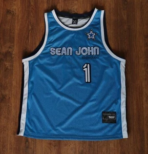 Sean John P Diddy Mens Vntg Y2K Blue Tank Top Bsktball Jersey Victory Series XXL - Picture 1 of 13
