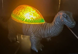 Dinosaur Lamp with Amber Yellow Green Glass Shell 16" Working Vintage - Picture 1 of 5