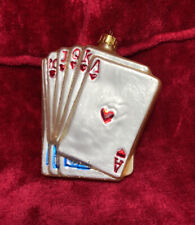 ROYAL FLUSH Hearts Card CASINO POKER GAME GLASS CHRISTMAS ORNAMENT vtg