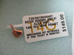 ALEX WOO 14K ROSEGOLD MINI HERZ ANHÄNGER (NEU mit Etikett) - 0,62g - Bild 1 von 15