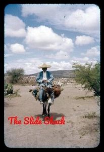 Aguacalientes México agricultor campesino montar Burro 1955 Ektacromo 35mm diapositiva - Imagen 1 de 2