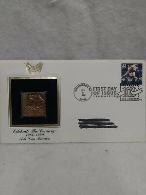 22K Gold February 1998 Ash Can Painters Gold Proof Stamp Replica 1st Day Cover  - Image 1 of 4