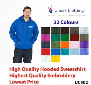 UC502 Personalised embroidered Hoodie Sweatshirt Free Logo setup - Picture 1 of 26