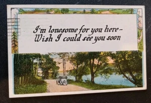 Postcard Messages Landscape Card Missing You Lonsome Wish I Could See You Lake - Picture 1 of 2