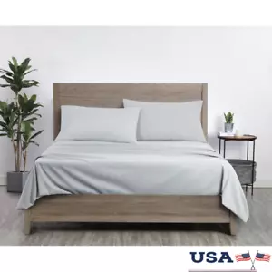 Queen Size Comfort Chill Cooling Microfiber Bed Sheet Set Soft Silver 4 Piece - Picture 1 of 12