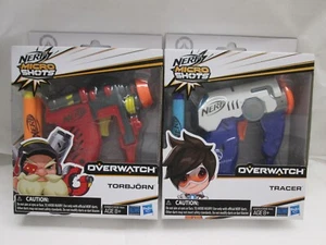 Hasbro Overwatch Micro Shots Dart Nerf Gun TRACER TORBJORN NEW - Picture 1 of 4