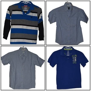 Boy's Lot Of 4 Polo & Button Up Short Sleeve Shirts Size Medium (8) - Picture 1 of 15