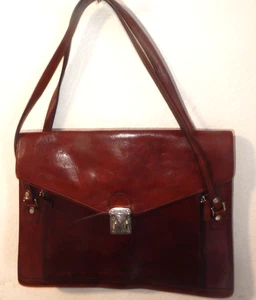 WILSON LEATHER BY PELLE STUDIO BROWN LEATHER SHOULDER PURSE BRIEFCASE LAPTOP - Picture 1 of 11