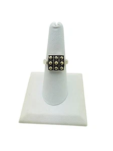 Lagos Caviar Sterling Silver & 18k Yellow Gold Square Dot Ring Size 7 - Picture 1 of 7