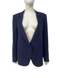 Theory Marineblau Seide Leicht Business Büro Designer Blazer Jacke 10 - Bild 1 von 12