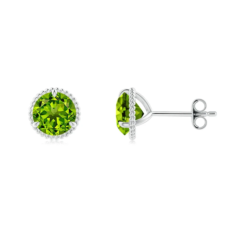 Aretes de Martini de peridoto natural ANGARA en plata de ley para mujer (6 mm) Foto 1 de 1