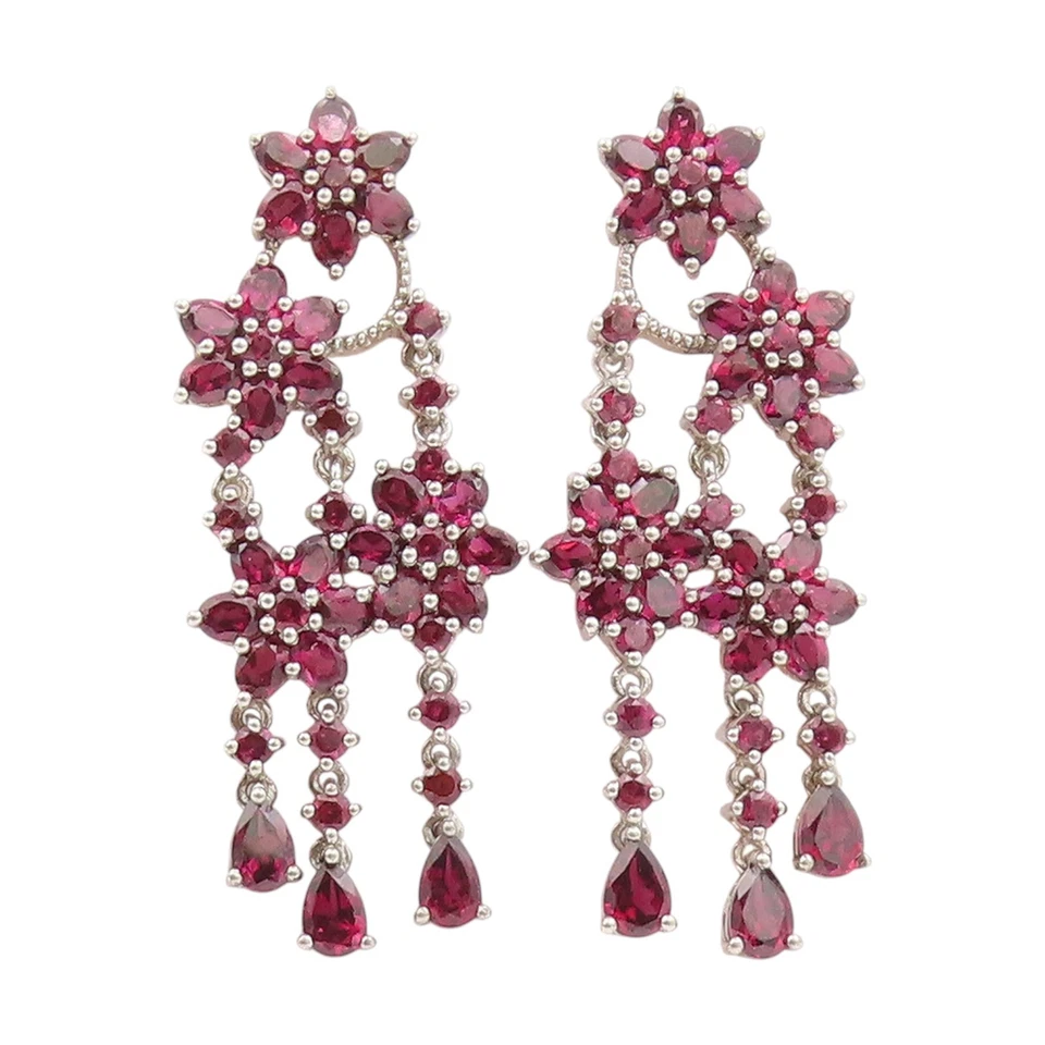 Pendientes vintage de plata de ley 925 amatista delicada flor colgante EG13858 Foto 1 de 4