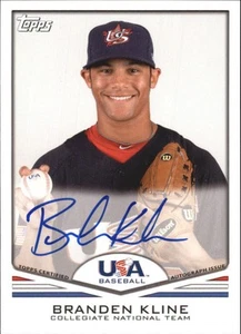 2011 USA Baseball Autographs #A9 Branden Kline - Picture 1 of 2