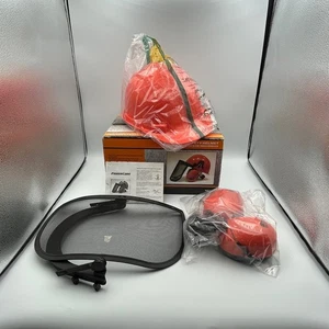PowerCare Chain Saw Safety Helmet New Open Box Orange Ear Muffs Face Shield - Picture 1 of 12