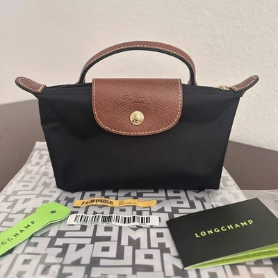 Bolsa de mango original Longchamp Le Pliage negra/bolsa Longchamp Foto 1 de 4