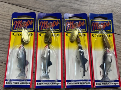 4 NUEVO Mepps Mino Minnow Spinner 2.5" 1/4oz Hoja Dorada Shad C2M G Foto 1 de 3