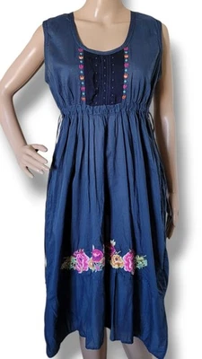 Johnny Was Boho Embroidered High Waist Floral Midi Dress S/M Sundress - Image 1 of 4