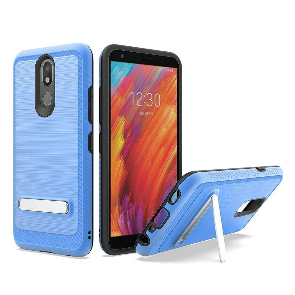 Funda GSA delgada azul cepillada con soporte para LG Aristo 4 Plus y Journey LTE Foto 1 de 1