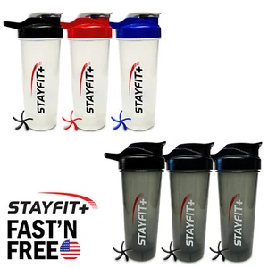 3 Pack Protein Shaker Mixer Bottle Lot Preworkout Leak Proof Blender Cup 24 Oz - Picture 1 of 12