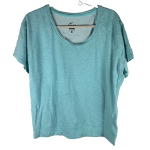 Women's Nike T-shirt Large Short Sleeve Sweatshirt Heather Blue Green Knit - Picture 1 of 6