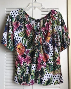Melissa Paige Damenbluse neu mit Etikett PS/PP vorne zum Binden Stretch Blumenmuster Oberteil - Bild 1 von 6