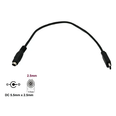 USB -C 3.1 Type C Male to DC 5.5mm x 2.5mm Power Female Charge Cable For Macbook - Image 1 of 4