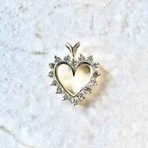 14K Diamond Heart Pendant Necklace 0.33 CTTW - 14K Yellow Gold Heart Necklace - Picture 1 of 9