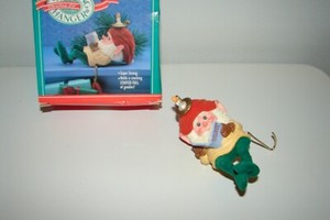 Vintage Hallmark Lounging Storytime Elf Gnome Stocking Hanger