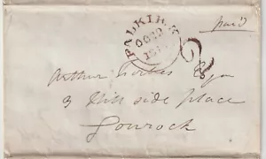 1846 MOLTO OSSIDATO ROSSO HANDSTRUCK 2 FALKIRK A GOUROCK 'PAGATO' UPP NON INCHIOSTRO NERO - Foto 1 di 4