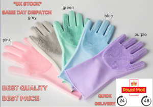 Magic Silicone Rubber Dish Washing Gloves Kitchen Pet Cleaning Scrubber