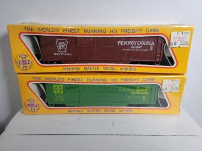 Mehano escala HO Santa Fe A.T.S.F. 67392 & Pennsylvania Rail Road 83247 - Imagem 1 de 4