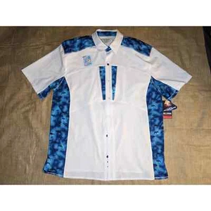 Reel Legends By Aqua Flauge Mens XL Short sleeve White and Blue breathable  - Picture 1 of 5