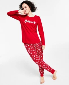 Family PJ Matching Merry Snowflake Mix It Family Pajama Set Red L - Picture 1 of 5