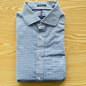 Tommy Hilfiger Camicia Media Uomo Blu 23" Pit-to-Pit Designer 15" 15,5" Collo - Foto 1 di 11