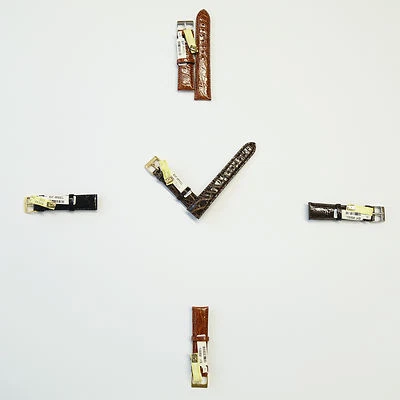 Echt Kroko Uhrenarmband Lederband, glänzend, Braun, Schwarz von Firma Herzog - Bild 1 von 4