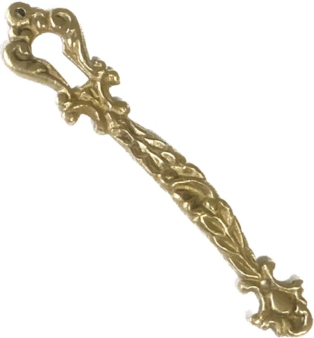 Ornate Brass Door Pull Handle With Key Hole Bookcase Curio Cabinet 3 1/16" Cover