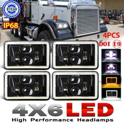 Faróis de LED DRL 4x6" 120W aprovados pelo DOT para Peterbilt Kenworth Freightliner - Imagem 1 de 4