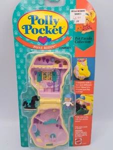 Vintage Polly Pocket Pony Riding Compact Mattel 1994 Pet Parade Black Horse NEW - Picture 1 of 4