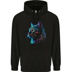 A Fantasy Cat With Cool Colours 3 Childrens Kids Hoodie - Picture 1 of 3