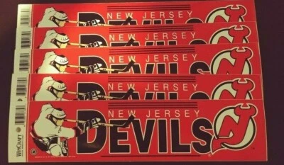 LOTE DE 5 PEGATINAS PARACHOQUES HOCKEY JERSEY DEVILS VINTAGE NUEVAS WinCraft NOS 13x3" Foto 1 de 2