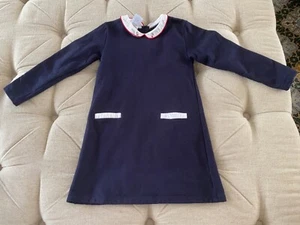 Bella Bliss Sz 7 Knit Dress Peter Pan Collar with Cherries Navy Blue & White - Picture 1 of 4