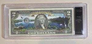 US $2 Bill Everglades National Park Bradford Colorized Uncirculated Florida - Picture 1 of 5