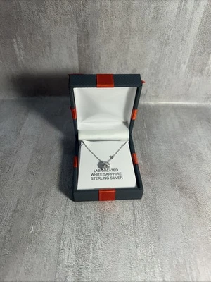 Collar de plata de ley con halo de zafiro blanco, brillante, envío gratuito, 18 pulgadas - A32 Foto 1 de 4