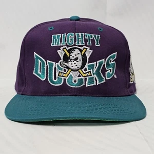 Vintage Anaheim Mighty Ducks Disney NHL Snapback Hat G Cap 90s Twill Purple - Picture 1 of 12