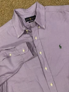 Camisa de vestir Ralph Lauren abotonada manga larga para hombre 16 1/2 36/37 púrpura - Imagen 1 de 10