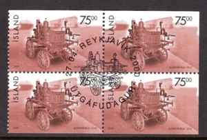Iceland Scott # 909a VF Used 2000 Fire Pumper Booklet Pane of 4 - Picture 1 of 1