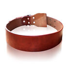 Brown Plain Dog Cat Collar Genuine Leather Adjustable for Small Large Dog XS-XXL