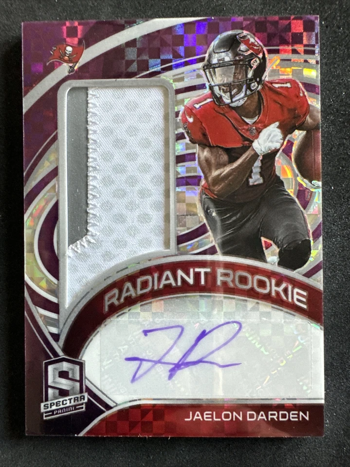 2021 Spectra Radiant Signatures 3/30 Jaelon Darden RPA Rookie LOGO Patch Auto RC - Image 1 of 3