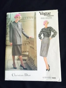 Vogue Paris Original Christian Dior #1600 Misses Jacket Skirt Blouse Size 16 - Picture 1 of 2